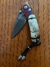 WILLIAM HENRY KNIFE B09 BLUE RIDGE HEAT BLUED DAMASCUS FOSSIL picture