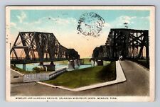 Memphis TN- Tennessee, Memphis And Harrihan Bridges, Vintage c1924 Postcard picture