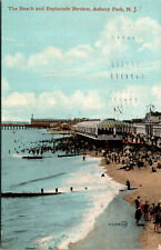 Vtg 1910s The Beach and Esplanade Review Asbury Park New Jersey NJ Postcard picture