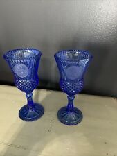 VTG George & Martha Washington Cobalt Blue 2 Water Goblets (8.25”) Avon/Fostoria picture