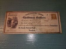 Antique Original Check From 1869-Rochester Bank To Ninth National Bank New York picture