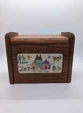 Vintage Recipe File Box Wooden and Ceramic Farmhouse Kitchen Theme  picture
