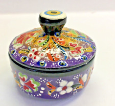 vintage hand painted Turkish vibrant colored lidded jar trinket ring box Turkey picture
