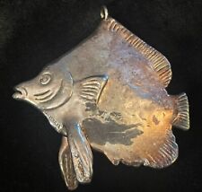 Vintage Silver Sterling 925 Fish Pendant Hammered Israel 2 1/2