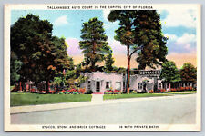 Vintage Postcard FL Tallahassee Auto Court Cottages Roadside ~10270 picture
