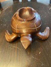 MCM Vtg Turtle Ashtray Hard Wood Mint Condition Rare hard To Find New Carved picture