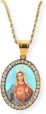 Immaculate Heart of Mary 3D Stainless Steel Necklace -18k Gold Plated Zircon picture