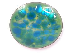 Vintage 1960s WIN NG Enamel On Copper Dish Signed San Francisco Green Blue picture