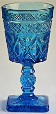 2 Vintage Blue Imperial Glass Cape Cod Wine Claret Square Footed Glassware picture
