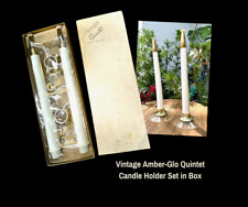 Vintage Amber-Glo Quintet Candle Holder Set New in Box picture