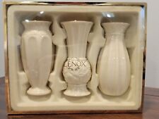 Lenox Classic Carved Bud Vase Set of 3 White Gold Trimmed Floral 5