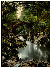 Wales. Bettws-y-Coed. Roman Bridge I. Vintage Photochrome by P.Z, Photoc picture