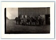 c1910's Horses And Cowboys At The Barn Kiel Wisconsin WI RPPC Photo Postcard picture