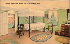 Duxbury MA-Massachusetts, Bedroom John Alden House Built 1653 Vintage Postcard picture