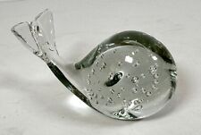 Vintage Whale Bullicante Controlled Bubbles Handblown Clear Glass Paperweight picture