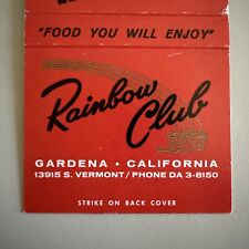 Vintage 1950s Rainbow Club Gardena CA Matchbook Cover picture