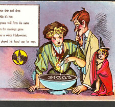 Cupid Disguised as a Witch on Halloween Romance Lover Game Nash 1 Comic PostCard picture
