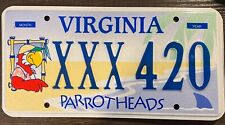 Expired Virginia Personalized Vanity License Plate Tag Jimmy Buffet XXX 420 Sign picture