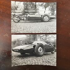 VTG 1960s Photograph LOT of 2 Concept 3 Wheel Car Racer Photo England OOAK 3 x 5 picture