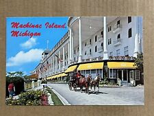 Postcard Grand Hotel Mackinac Island MI Michigan Horse Coach Carriage Vintage PC picture