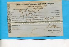 1861 CHARLESTON SC INSURANCE & TRUST RENEWAL RECEIPT SIGNED BY J L HOWARD picture