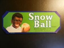 VINTAGE SNOW BALL BRAND FRUIT UNUSED LABEL.  3 1/4