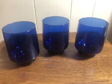 (3) Vintage COBALT BLUE Rocks Glasses 4.5