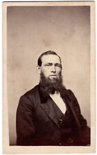CIRCA 1860s CDV 3C WASHINGTON CIVIL WAR TAX STAMP BEARDED MAN IN SUIT UNMARKED picture