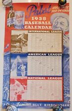 Rare Original 1938 Pabst Blue Ribbon Baseball Schedule Advertising Poster Bar  picture
