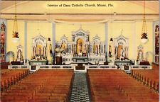 Miami FL-Florida, Interior Gesu Catholic Church, Altar, c1943 Vintage Postcard picture