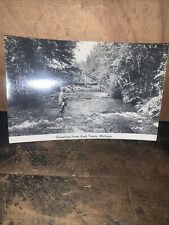 EAST TAWAS Michigan -Post Card- Real Photo Of Man Trout Fishing,corn Cob Pipe. picture