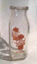 VTG New Holstein Creamery Wis Square Pint Double Sided Milk Bottle 1954 Duraglas picture