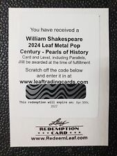 2024 Leaf Metal Pop Century WILLIAM SHAKESPEARE PEARLS OF HISTORY REDEMPTION /3 picture