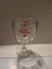 Vintage Old Milwaukee Beer Goblet Thumbprint Stemmed Schooner Glass 6 ” picture