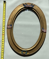 Antique American Flag WW1 Military LG Round Concave Glass Wood Art Picture Frame picture