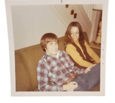 1970s American Teenage Sweethearts on sofa Photo Color Vintage Snapshot picture