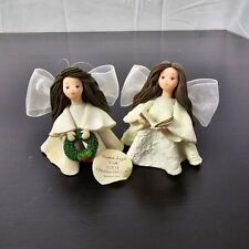 Avon Angel Of Life Kneeded Angels Christmas Ornament Carol A. Graziano Set of 2 picture