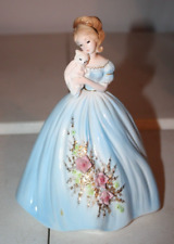 Vintage Josef Originals Porcelain Figure Figurine with Cat Kitten and Blue Dress picture