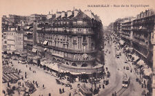 Vintage Marseille France Rue dela Republique busy street car horse wagon shops picture