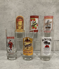 Set of 6 Top Shelf 2oz Shot Glasses with Liquor Brands NIB picture
