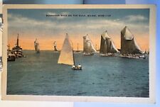 Postcard MS Schooner Race On The Mississippi Gulf Coast Yachts - Linen picture