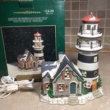 Santa's Workbench  “HIGHLAND POINT LIGHTHOUSE ” Lighted Porcelain House W/ Light picture
