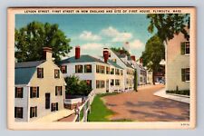 Plymouth MA-Massachusetts, Site of First House, Antique Vintage c1947 Postcard picture
