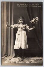 RPPC Darling With Bouquet Of Flowers Girl Studio Photo Postcard A48 picture