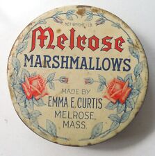 Antique Melrose Marshmallows Tin 1 pound Emma Curtis Roses P5695 picture
