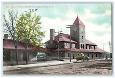 1909 Great Northern Depot Horse Carriage Grand Forks North Dakota ND Postcard picture