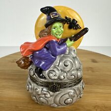 Vintage Witch On A Broom Trinket Box picture