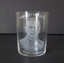 Circa 1896 Souvenir Campaign Etched Glass Tumbler President William McKinley picture