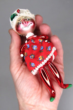 Vintage Blown Glass Ms SANTA Embellished Christmas Ornament De Carlini Italy picture
