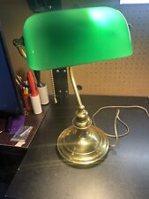 Vintage Bankers Desk Lamp Green Glass Shade Piano Table Light 14
